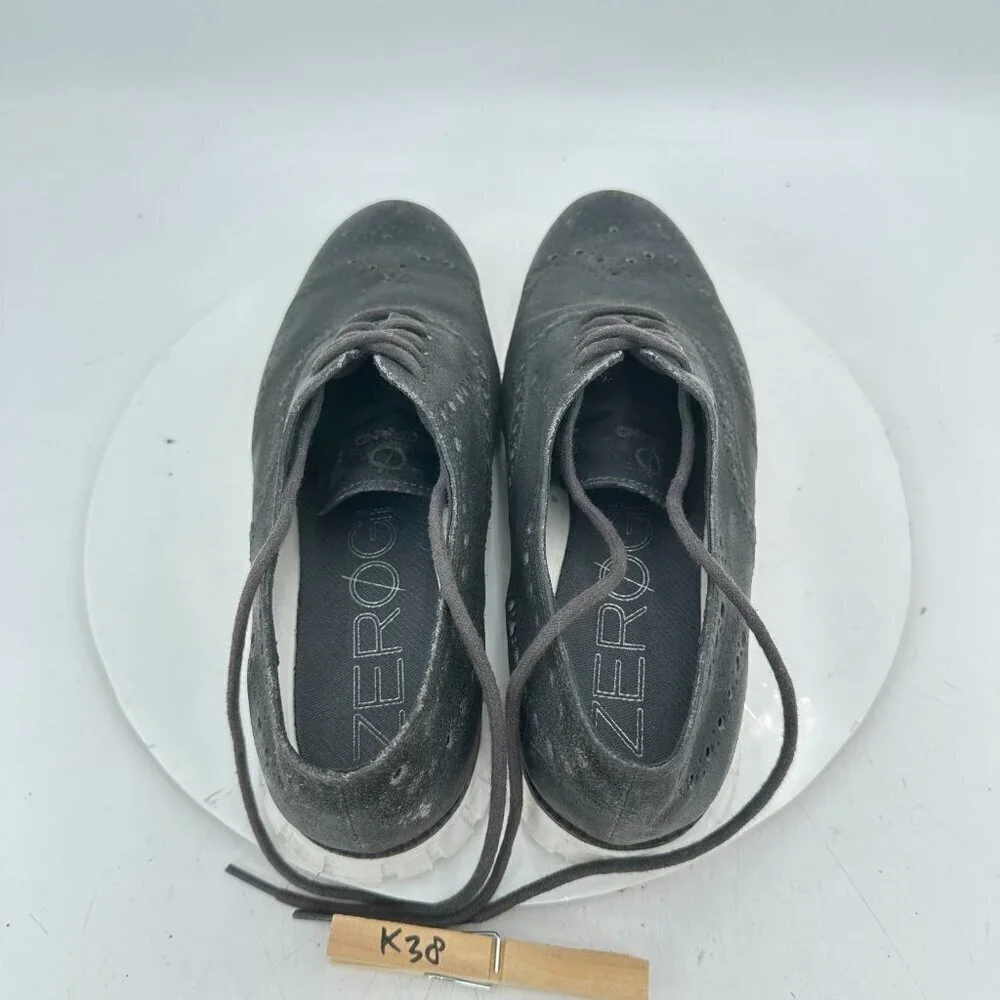 Cole Haan Zerogrand Men Size 8.5M Black Suede Wingtip Oxford Dress Shoes